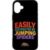 Funny Jumping Spider Keeper Easily Distr Custodia per iPhone 16 Plus Facilmente distratto dai ragni saltanti Lettering Folk Art
