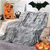 BNREDA Coperta accogliente di Halloween che si illumina al buio, coperta arancione con stampa di zucca e pipistrello spettrale che si illumina al buio, decorazione morbida e soffice del divano (E, 130x150cm)