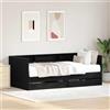 IKAYAA Struttura Letto con Cassetti Divano Letto con Cassetti Letto Singolo con Contenitore Struttura Letto con Telaio a Doghe in Legno-Rovere nero-75 x 190 cm