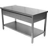 Allforfood Tavolo da lavoro inox - gambe quadre 4x4cm - ripiano inferiore - con cassetti sotto top - piano spessore cm 4 - lunghezza cm 120 - profondità cm 60 - altezza cm 85 - 2 cassetti - piano top inox aisi 304