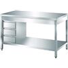Allforfood Tavolo da lavoro inox - gambe quadre 4x4cm - con cassettiera 3 cassetti - piano top spessore cm 4 - lunghezza cm 120 - profondità cm 60 - altezza cm 85 - piano top inox aisi 304