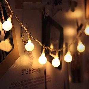JZK 5 Metri stringa luci LED batteria ghirlanda luminosa palline lucine decorative catene luminose esterni interni per giardino matrimonio compleanno festa albero Natale, bianco caldo