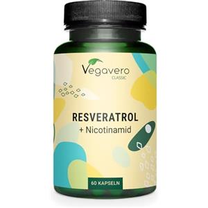 Vegavero RESVERATROLO 500 mg | con NICOTINAMIDE (Vitamina B3) | 100% Trans-Resveratrolo Puro e Naturale | Integratore Antiossidante | Senza Additivi e Vegan | 60 capsule | Vegavero®