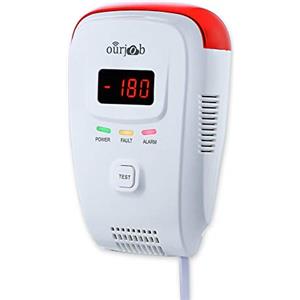 Ourjob GPL/gas naturale/Rilevatore di carbone Sensore Plug-in Allarme Metano Combustibile con Allarme Vocale e Display digitale(Bianco)
