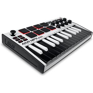 AKAI Professional MPK Mini MK3 - Tastiera MIDI Controller USB a 25 Note con 8 Drum Pad Retroilluminati, 8 Manopole e Software Incluso, Colore Bianco