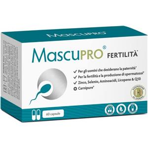 MascuPRO® Fertilità Uomo - Produzione di spermatozoi - vegano - 60 capsule per la fertilità maschile - L-carnitina, Zinco - Prodotto in Germania, Compressa