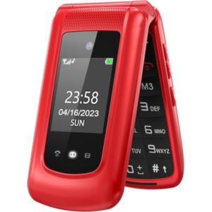 uleway GSM Telefono Cellulare per Anziani,Tasti Grandi,Volume alto,Funzione SOS, Dual HD IPS Display 2.4+1.7(Rosso).