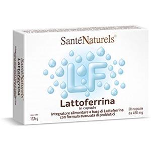 SANTE' NATURELS Lattoferrina + 21 MLD di Probiotici | 2 prodotti in uno | 30 capsule da 450 mg | Santé Naturels Italia