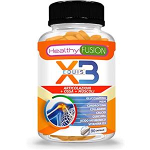 Healthy Fusion X3 Curcuma con Glucosamina, Condroitina e Collagene | Potente Anti-Infiammatorio e Antidolorifico Naturale | Elimina i Dolori Muscolari | Articolazioni e Ossa 90 Capsule