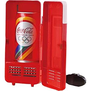 Winterworm®, mini frigorifero per auto e PC, USB, LED, per bevande, lattine di Coca-Cola e cibo, raffredda e scalda, colore rosso