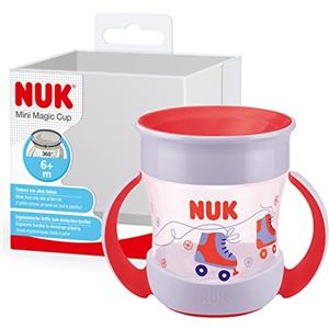 NUK Mini Magic Cup bicchiere antigoccia | Bordo 360° anti-rovesciamento | 6+ mesi | manici ergonomici | Senza BPA | 160 ml | Rosso