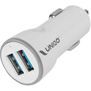 UNIQO Caricabatterie da auto a ricarica rapida da 12 Watt, con due porte USB universali fino a 2.4A, presa per accendisigari