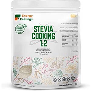 Energy Feelings Stevia Cooking 1:2-1Kg | Eritritolo con Stevia in Polvere | Dolcificante Naturale Senza Zucchero, Senza Glutine e Vegano | Addolcisce il doppio dello Zucchero