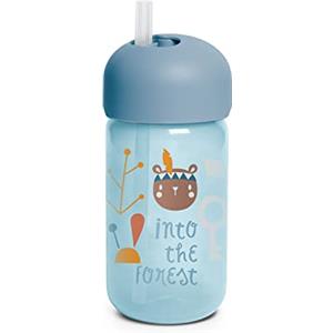 Suavinex 401204 Bicchiere Baby Training Cup Con Cannuccia Flessibile E Sistema Antigoccia, Da 18 Mesi, Colore Azzurro, 340 Ml, 8 X 9.1 X 18.1 Cm