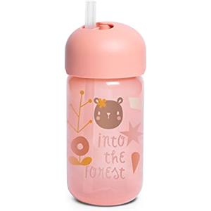 Suavinex 401205 Silicone Bicchiere Baby Training Cup Con Cannuccia Flessibile E Sistema Antigoccia, Rosa, 340 Ml, 103 G, 8 x 9.1 x 18.1 Cm