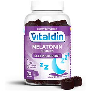 VITALDIN Melatonina Gummies - 1 mg per dose - 70 Caramelle Gommose (fornitura per 2 mesi) gusto Mora - Aiuta a Regolare il Ciclo del Sonno - Senza Glutine- per Bambini e Adulti