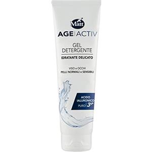 Matt Divisione Cosmetica - AGEACTIV Gel Detergente con Acido Ialuronico 3P, Azione Detergente Profonda, Per una Pelle Pulita e Idratata - Formato 150 ml