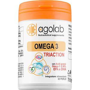 AgoLab Nutraceutica OMEGA 3 Tri-Action - Purissimo 60 Perle - Certificato IFOS 5 Stelle - Olio di Pesce Alta Concentrazione di DHA e EPA