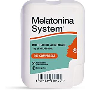 Sanifarma Melatonina System, 300 Compresse Melatonina 1Mg, Integratore Alimentare Utile per Prendere Sonno e Alleviare i Sintomi del Jet Lag, Regola il Ciclo Sonno-Veglia,con Dispenser, 30g