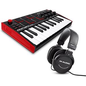 AKAI Professional MPK Mini MK3 + M-Audio HDH40 - Tastiera MIDI Controller USB a 25 Note con 8 Drum Pad, 8 Manopole e Software + Cuffie Over Ear Chiuse da Studio con Cavo da 2,7 m