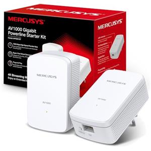 Mercusys TP-Link MP500 KIT Powerline Kit Homeplug AV2 Fino a 1000Mbps, 1 Porta Gigabit, Plug & Play, Compatibile con Tutti i Router, Tecnologia Powerline