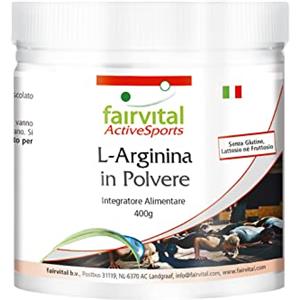 Fairvital | L-Arginina in polvere 400g - 100% pura senza additivi, 100% vegan - aminoacido