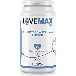 LOVEMAX Integratore sessuale per uomo, testosterone puro - Maca, Ashwagandha e Ginseng - 60 Pillole