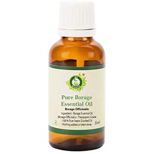 R V Essential Puro Borragine essenziale Olio 15ml (0.507oz)- Borago Officinalis (100% Puro e Naturale Steam Distilled) Pure Borage Essential Oil