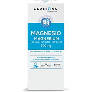 Granions Magnesio Marino 300 mg | Stanchezza | Energia | Muscoli e Ossa | Equilibrio Nervoso | Stress | Combinato con Vitamina B6 | 60 Capsule Vegetali | Integratore Alimentare | Laboratoire des Granions