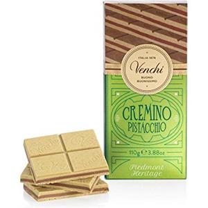 Venchi - Tavoletta Cremino Pistacchio, 110g - Cioccolato al Latte e Bianco con Pasta di Pistacchio - Senza Glutine