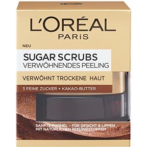 L'Oréal Paris Peeling per viso e labbra, con zucchero e burro di cacao, Sugar Scrubs Peeling coccolato, 1 x 50 ml