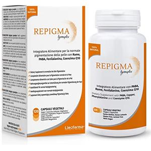 Licofarma Repigma Lycomplex | Integratore Alimentare con L-Fenilalanina, PABA e Rame Utile per la Normale Pigmentazione della Pelle | Confezione da 120 capsule