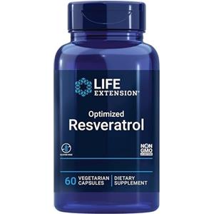 Life Extension, Optimized Resveratrol, con Resveratrolo e Quercetina, 60 Compresse vegane, Testato in Laboratorio, Vegetariano, Senza Glutine, Non OGM