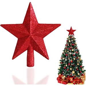HONGECB Albero di Natale Stella, Puntale per Albero di Natale, Stella per Albero di Natale, Ornamenti per L'albero di Natale, Ornamento per la Casa Festiva di Natale, in Plastica, Rosso