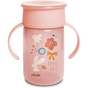 Suavinex 401196 Bicchiere Baby Training Cup Con Manici E Sistema Antigoccia, Da 12 Mesi, Forest Colore Rosa - 340Ml - 121 g