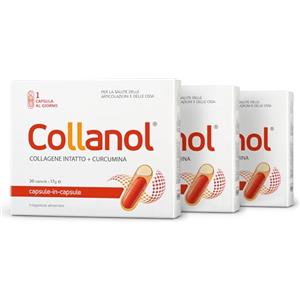 Collanol: salvaguardia della salute articolare. Formula liquida in capsula doppia. Collagene 3D + curcumina micellare. 1 caps al giorno (1 Pezzo)
