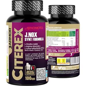 J.ARMOR Citerex Ajinomoto 100 Capsule 1000 mg | Arginina Citrullina Malato Lisina e Zinco + Vitamina B6 B3 | Integratori Booster Massa Muscolare Jarmor