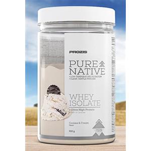 Prozis Natural Pure Native Whey Isolate 900 gr - proteine isolate senza zuccheri con stevia (fragola)