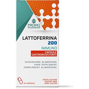 PromoPharma Lattoferrina 200 Immuno - Integratore Alimentare - Sostegno al Sistema Immunitario e alle Difese dell'Organismo, Ideale per Tutta la Famiglia - 30 cps