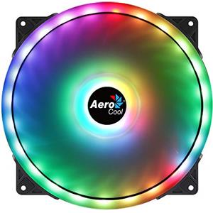 Aerocool Duo 20 ARGB LED PC Fan, 200 mm, 700 rpm, Curved Fan Blades for Maximum Cooling and Anti-Vibration Pads