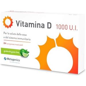 Metagenics Vitamina D 2000 U.I. - Integratore Sistema Immunitario - Per la Salute delle Ossa - 84 Compresse Masticabile