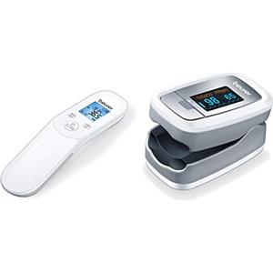 Beurer PO 30 Saturimetro per il Monitoraggio della Saturazione di Ossigeno nel Sangue e del Battito Cardiaco & Ft 85 Termometro senza Contatto s Raggi Infrarossi per la Misurazione della Temperatura