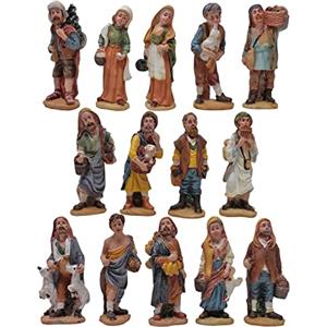 ROSSI ROSA Statuine Pastori in resina da 10 cm Personaggi per Presepe 14 pezzi