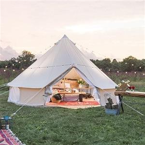 Cozy House Tenda a campana in tela di cotone da campeggio per famiglie all'aperto Yurta Glamping di lusso (diametro 4M)