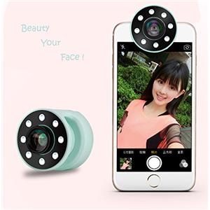 Besttimes Selfie Ring light, ricaricabile Portable Clip-on Photography Make Up LED Selfie Light luce ad anello selfie con 8 LED per iPhone/Android Smart phone (Ciano)