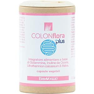 Erbavoglio Colonflora Plus Integratore Alimentare 100% Naturale per il Benessere dell'Intestino - 60 Capsule - con Fibre Prebiotiche, Malva e Inulina da Cicoria che Favoriscono la Regolarità e la Digestione