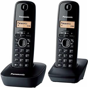 Panasonic KX-TG1612FRH, telefono DECT wireless Duo senza segreteria telefonica, colore nero [versione francese]