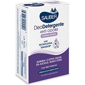 SAUBER Deodetergente Anti Odore Solido Derma Difesa - 90 g, Crema, Bergamotto