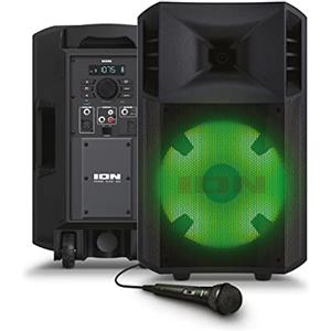 ION Audio Power Glow - Cassa Bluetooth Amplificata Potente da 300 Watt con Мicrofono Karaoke, Luci, Mixer Audio Multicanale e Batteria Ricaricabile, Nero