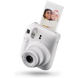 Fujifilm instax mini 12 Clay White - Macchina Fotografica Istantanea, Specchietto Selfie e Modalità Close Up, Esposizione Automatica, Design Pop, Dimensioni Stampa 86 mm x 54 mm
